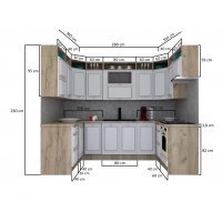 Bucatarie de Colt LEEA ART U FRONT MDF ELBA 160-280-160 K002 / decor 244